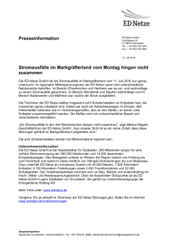 Presseinformation Stromausfälle im Markgräflerland