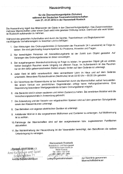 Hausordnung f&uuml;r Unterkunft in den Schulen