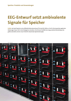 EEG-Entwurf setzt ambivalente Signale f&uuml;r Speicher