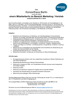 Stellenausschreibung Mitarbeiter/in Marketing und Vertrieb