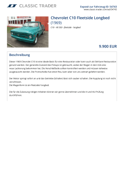 Chevrolet C10 Fleetside Longbed (1969) 9.900 EUR