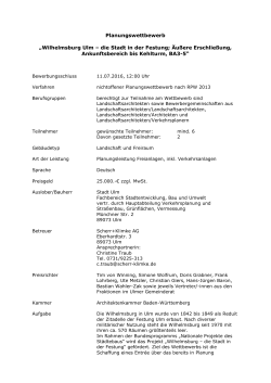 Planungswettbewerb „Wilhelmsburg Ulm – die Stadt in der Festung