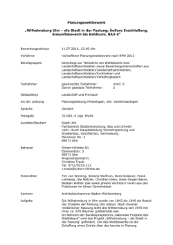Planungswettbewerb &bdquo;Wilhelmsburg Ulm &ndash; die Stadt in der Festung