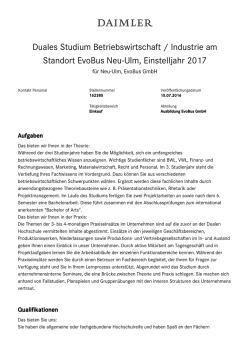 Duales Studium Betriebswirtschaft / Industrie am Standort