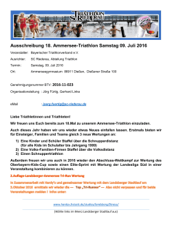 Ausschreibung 18. Ammersee-Triathlon Samstag 09. Juli 2016