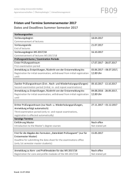 Fristen und Termine Sommersemester 2017 - Justus