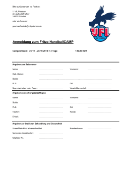 Anmeldung zum Fritze HandballCAMP