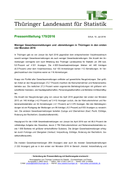 Pressemitteilung 170/2016 - Thüringer Landesamt für Statistik
