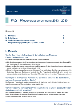 FAQ – Pflegeprognose 2013 - 2030