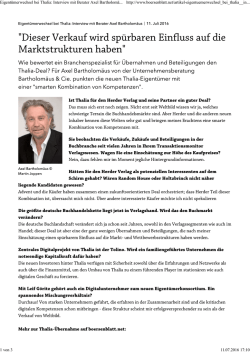 Eigent&uuml;merwechsel bei Thalia: Interview mit Berater Axel