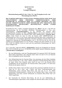 HLDCO123 PLC London Vereinigtes Königreich Bekanntmachung