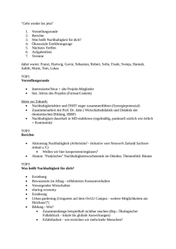 "Geht wieder los jetzt" 1. Vorstellungsrunde 2. Berichte 3. Was heißt
