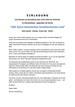 EINLADUNG "200 Jahre klassisches brasilianisches Lied"