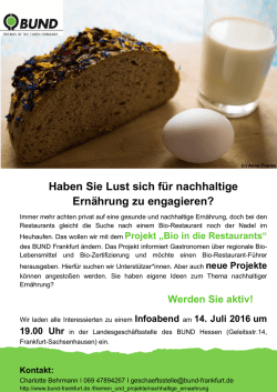 Haben Sie Lust sich f&uuml;r nachhaltige Ern&auml;hrung zu engagieren?