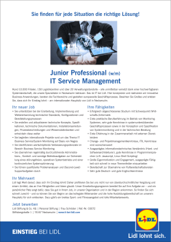 Junior Professional (w/m) IT Service Management