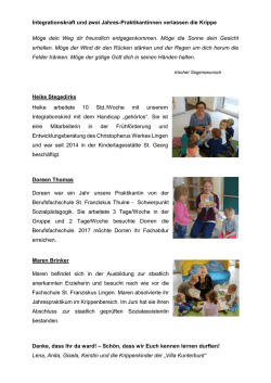 Integrationskraft und zwei Jahres-Praktikantinnen verlassen die Krippe