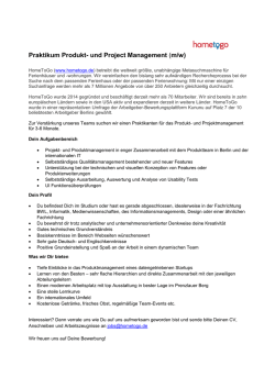 Home to go - Produkt- und Projektmanagent