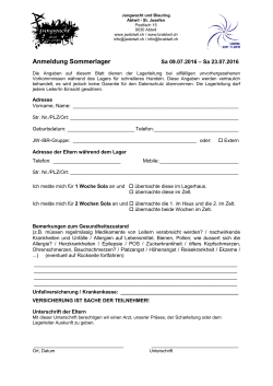 Anmeldung Sommerlager - Jungwacht Blauring Abtwil