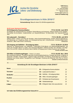Grundlagenseminare in Köln 2016/17