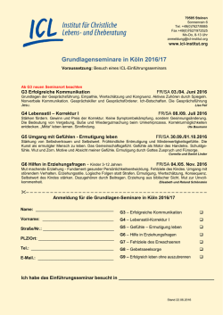 Grundlagenseminare in K&ouml;ln 2016/17