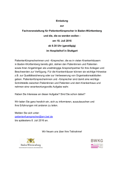 Einladung zur Fachveranstaltung für Patientenfürsprecher in Baden