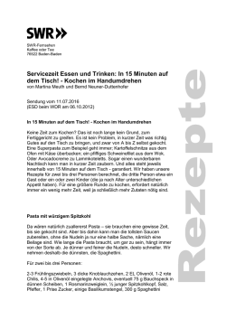 In 15 Minuten auf dem Tisch!