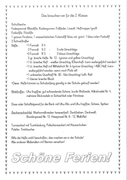 Einkaufsliste 2. Klassen - VS