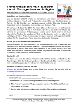 Information f&uuml;r Eltern und Sorgeberechtigte - EU