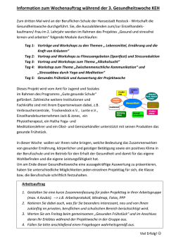 Information zum Wochenauftrag w&auml;hrend der 3. Gesundheitswoche