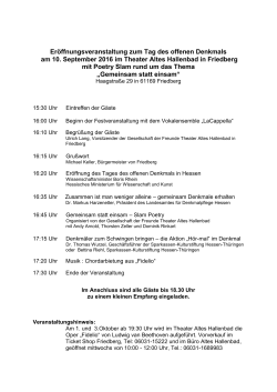 Programm der Eröffnungsveranstaltung