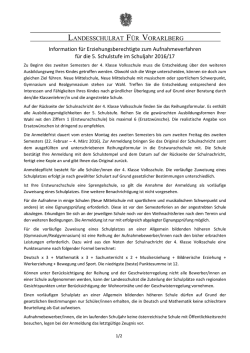 Information Erziehungsberechtigte, 5. Schulstufe