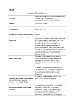 ANLAGE Vorblatt zum Frühwarndokument Vorhaben