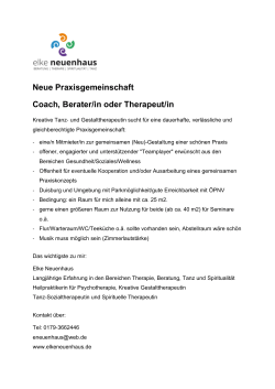 Neue Praxisgemeinschaft Coach, Berater/in oder Therapeut/in