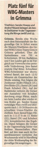 Platz fünf für WBG·Mas~ers in Grimma - TSV 1880 Gera