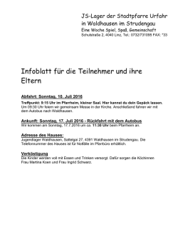 Infoblatt an die Teilnehmer