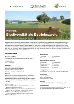 Biodiversität als Betriebszweig - Landwirtschaftliches Zentrum Liebegg