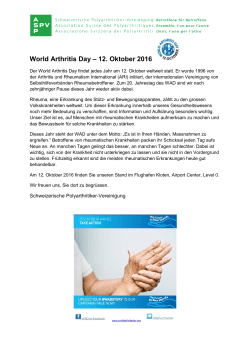 World Arthritis Day – 12. Oktober 2016