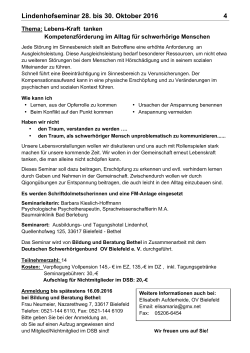 Infoblatt zum Lindenhofseminar 2016