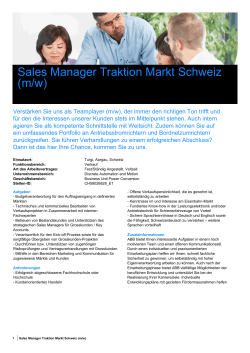 Sales Manager Traktion Markt Schweiz (m/w)