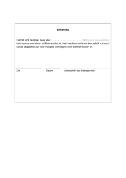 Vorlage Bestätigung Insolvenzverfahren (Interessent)