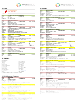 Jahresprogramm Oktober - November 2016