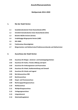 Anschriftenverzeichnis