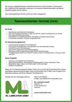 Teamassistenten Vertrieb (m/w) - ML