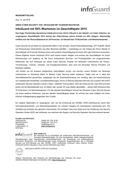 InfoGuard mit 50% Wachstum im Gesch&auml;ftsjahr 2015