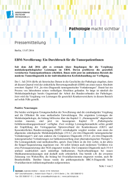 EBM-Novellierung: Ein Durchbruch f&uuml;r die TumorpatientInnen