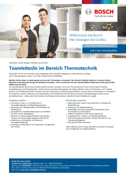 Teamleiter/in im Bereich Thermotechnik