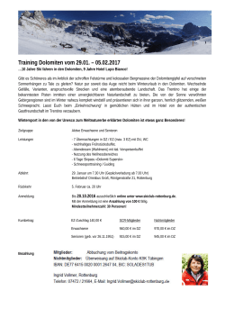 Training Dolomiten vom 29.01. – 05.02.2017