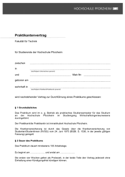 Praktikantenvertrag - Hochschule Pforzheim