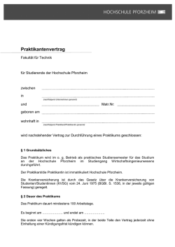 Praktikantenvertrag - Hochschule Pforzheim