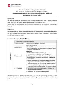 Hinweise zur Abschlusspr&uuml;fung im Fach Mathematik